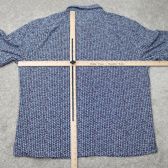 Tori Richard AOP Shirt Mens 2XL XXL Blue Beach All Over Print Stretch S/S Button - Picture 10 of 13